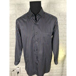 ERMENEGILDO ZEGNA Mens Size Large Striped Long Sleeve Button Down Shirt EUC